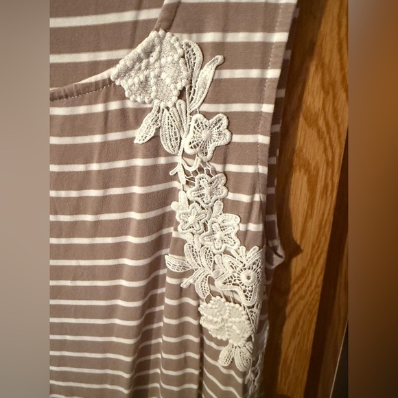 Sleeveless Dress with Lace Floral Design - Picture 3 of 7